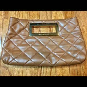 Michael Kors camel color quilted clutch